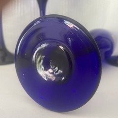 Vintage Libbey Cobalt Blue Glass Champagne Flutes Barware, Set of 4