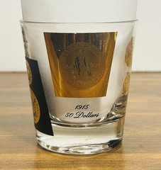 Vintage MCM 1960s Black & 22 Karat Gold Coin Lowball Glasses by Cera (Set Of 5)