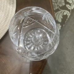 Crystal Pinwheel Cut Polish Snifter Brandy Glasses Set Of 3