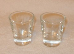 Set 2 VTG LIBBEY Glassware ETCHED SHOT GLASSES 2 1/2″ XLNT! Dbl Rectangles