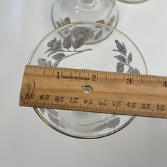 Vintage MCM Set of 4 Glasses Libbey Rose Bouquet Champagne Tall Sherbert Barware