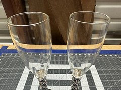 Wedding Champagne Toasting Flutes with Rhinestone Bling Stems Set of 2 Glasses