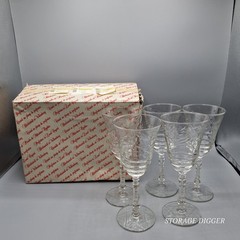 Vintage Gorham 5 Libbey Rock Sharpe Arctic Rose WIne Glass Goblet 8″ Tall