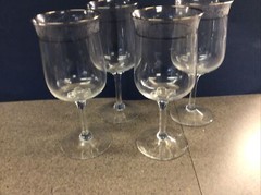 (4) Vintage Lenox Moonspun Crystal Water Goblet Platinum Trim-7 1/8” Pristine
