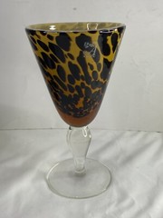 Global Amici Safari Leopard Tortoise Wine Water Goblet Handblown Glass Jungle