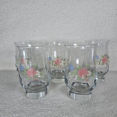 Vintage Pfalzgraff Tea Rose Large Drinking Glasses Tulip Shaped Set of 5