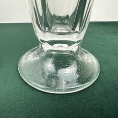 4 Libbey Milkshake Ice Cream Sundae Clear Glass Basketweave Base 7″ Vintage 60s