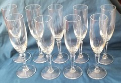SET OF 9 LENOX CRYSTAL DECOR PLAIN 8 3/8-inch CHAMPAGNE FLUTES GLASSES EXCELLENT