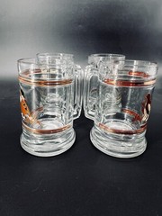 4pcs Culver Beer Stein Mug Glasses Gold Hunting Birds