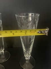 4 Vintage Libbey Pilsner Beer/Wine Glasses Crystal GLENMORE PATTERN Compotes
