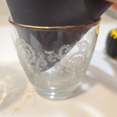 Vtg Homer Laughlin Glasses Set of 2 Lacey Queen Esther White Flowers Gold Rim