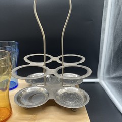 VTG FABERWARE Glass Holder w/4 Etched Glasses