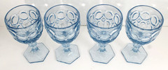 Fostoria Light Blue Moonstone Footed Wine Goblet Glass 5 1/8″ NICE * Set of 4 *