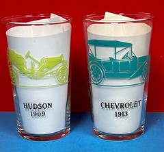 Vintage HAZEL ATLAS Tumblers / Barware / With Antique Car Designs – Lot of 4