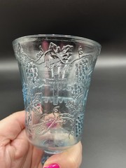 Vintage Tiara Chantilly Blue Lord’s Last Supper & Cross Wine Goblet 7″