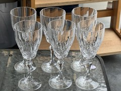 Set of 6 – Nobility Kristal Zajecar Cut Glass Panelled Stemmed Wine Glass