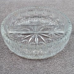 Clear Glass 6 1/4” Round 2 Part Relish / Candy Dish