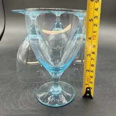 4 Vintage Bryce Glass Mode Cerulean Blue Mid-century Water Wine Ice Tea Glasses