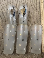LIBBEY Golden Fruit Frosted Drinking Glasses TUMBLERS, Vintage, Set Of 5