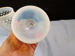 Set of 2 Fenton French Opalescent Glass Hobnail Footed Ice Tea Tumblers Goblets