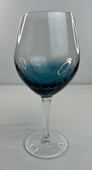 Pier 1 Crackle Teal Blue Balloon Red Wine Glasses Goblets, x2