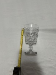 Vtg Clear Cape Cod Pressed Glass Stemmed Goblet Wine Glass, 6 in Tall