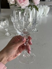 Six (6) Pieces Set Claret Wine Deauville Cut Crystal Glasses By Cristal d’Arques