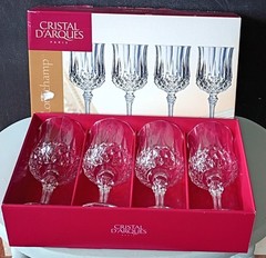 Cristal D’Arques Longchamp Lead Crystal Goblets New in Box Set of 4