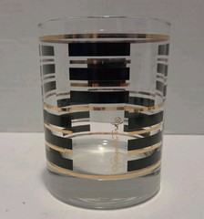 4 Vtg Georges Briard Gold & Black Double Old Fashioned Glasses MCM