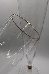 Vtg Crystal Remembrance Champagne Flutes 24K Gold Trim Set of 2 -11.25” Tall