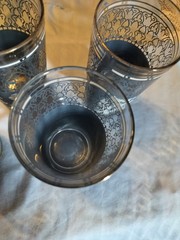 Hazel Atlas Arabian Knights Blue Wedge Wood Tumblers Wedgewood Glasses X4