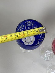 6 Bohemian Multi Color Cut To Clear Wine Glasses
