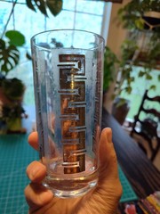 2 x Culver Georges Briard 22k Gold Greek Key Tumbler Drinks Glasses MCM Vintage