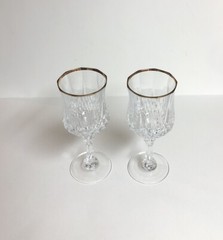 Cristal d’Arques Durand Longchamp Gold Rim Wine Glasses 6 oz- Set of 2