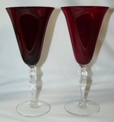 Two Cambridge #3035 Carmen Ruby Red Water Goblets