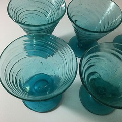 Blue Cocktail Dessert 8 Glasses 3″H Parfait Sundae Vintage Collectible