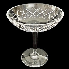 VTG Grande Coupe Tall Sherbet Glass Faceted Cut Crystal Diamond Barware 5.75”t