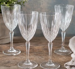 Vintage Luminarc Diamant Crystal Wine Glasses Sunburst Pattern Set of 4