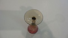 ANTIQUE AMBERINA AMERICAN ART GLASS CORDIAL «INVERTED THUMBPRINT», c. 1880’s