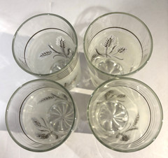 Vintage DeValBor Italian Frosted Gold Leaf Wheat Tumblers 5 1/2″ Set Of 4 MCM