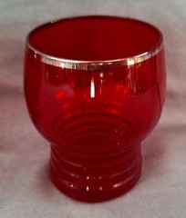Vintage Mid Century Modern Ruby Red Imperial Glass Shaeffer 4 Oz. Juice Silver