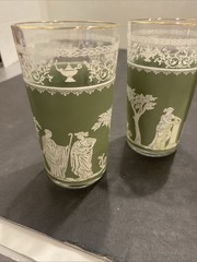 Jeanette Green Wedgwood Tumbler Jasperware Grecian Gold Trim Lot Of 3 Pt