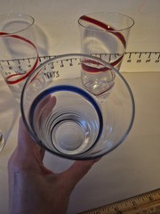 3 Red & 1 Blue Pier 1 Tumblers Glasses Swirline Retired Barware Beer Water