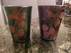 Pair of Vtg Cobalt Blue Carnival Glass Cherry Tumblers – Fenton/Northwood