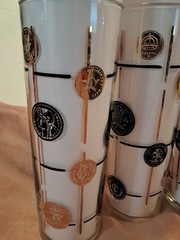 Mcm Libbey Old Coin 1960 Tom Collins Glasses Set Of 3 Vintage