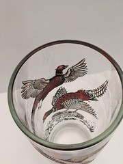 Vintage Hazel Atlas Peasant Highball Glass 8.1/8″ Tall Barware Gold Rim 1950s