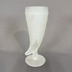 Tiara Indiana Glass Frosted Powder Horn Pilsner Beer Mug 8 1/4″ Set of 4