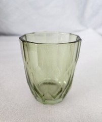 Vintage Green Glass Juice Glass • Diamond Pattern • 3¼» Tall