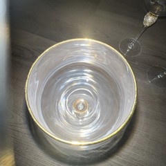 Set of 3 Elegant Wine Glasses With Rhinestone Stem and Gold Rim 10” Tall
