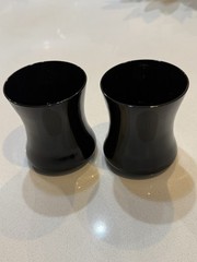 Vintage Seneca Glass The Fashionables Tumblers Ebony Black 4” Set Of 2